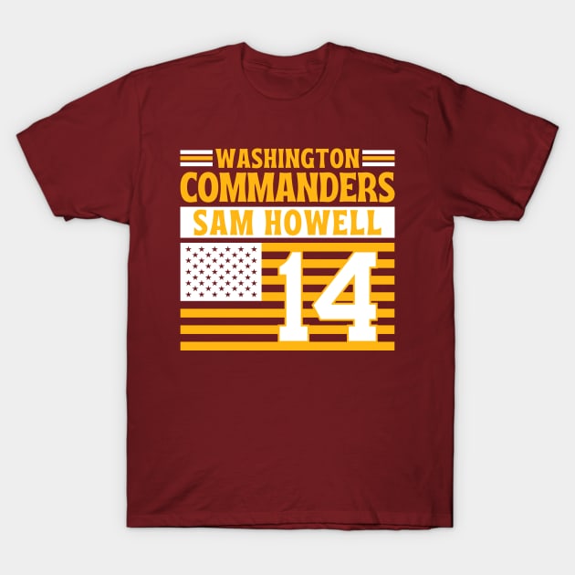 Washington Commanders Howell 14 American Flag Football T-Shirt by Astronaut.co